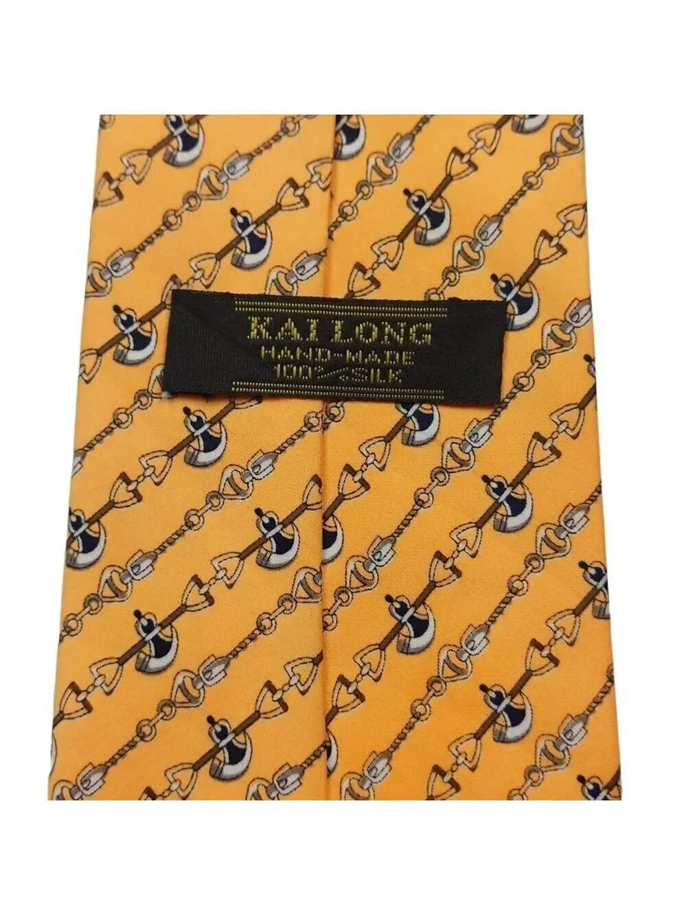 Kai Long Gold Chain Link Geometric Silk Necktie